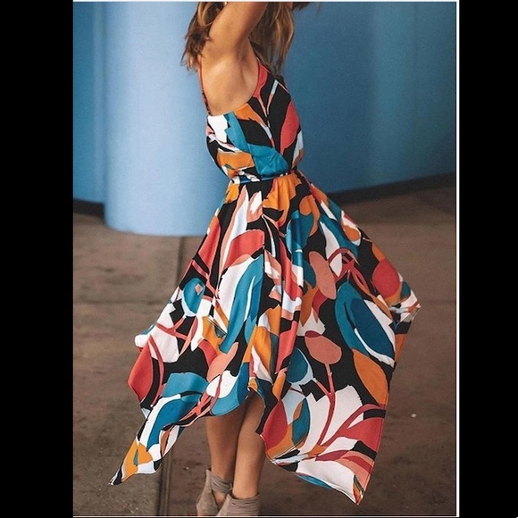 V-Neck Colorful Geometric Dress - Picture 3 of 6